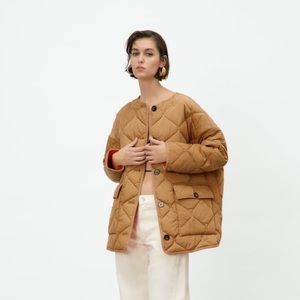 Zara Oversized Puffer Jacket Quilted in Toffee Color and Size XS